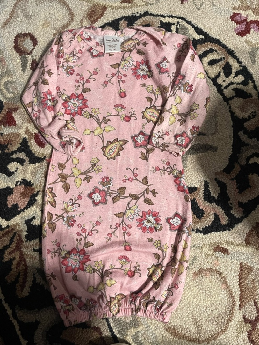 Luca Charles Pink Floral Baby Nightgown - Long Sleeve